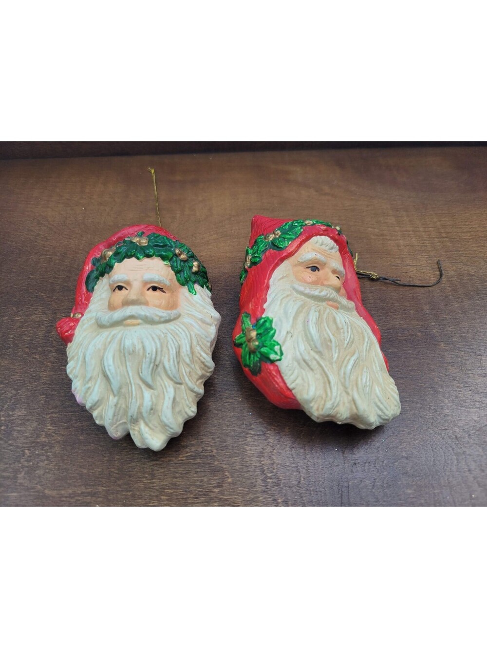 Rustic Woodland Santa Claus Christmas Ornaments Set Of 2 Hanging Tree Decor